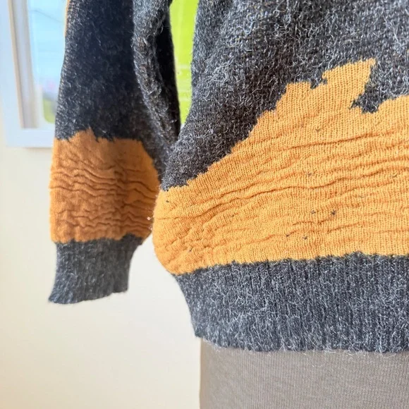 🌾 Vintage 90s Abstract Wheat Print Knit Sweater - Picture 4 of 8